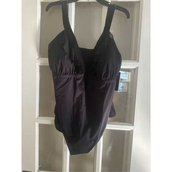 Kenneth Cole REACTION size 3X Black tummy control swimsuit One Piece - Picture 6 of 10